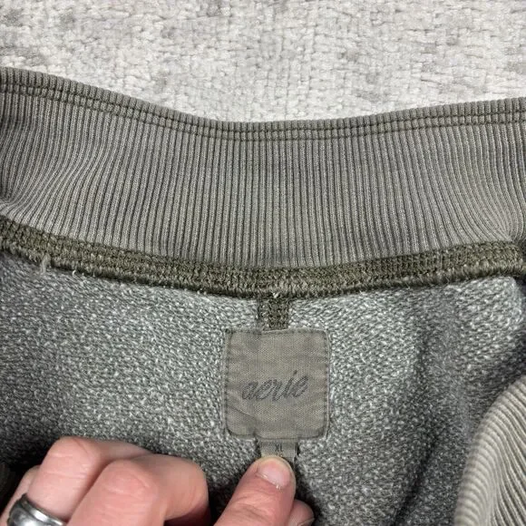 Aerie Womens Zipper Front Jogger Washed Olive Green Fleece Zipper Pocket Size XL - Picture 2 of 5